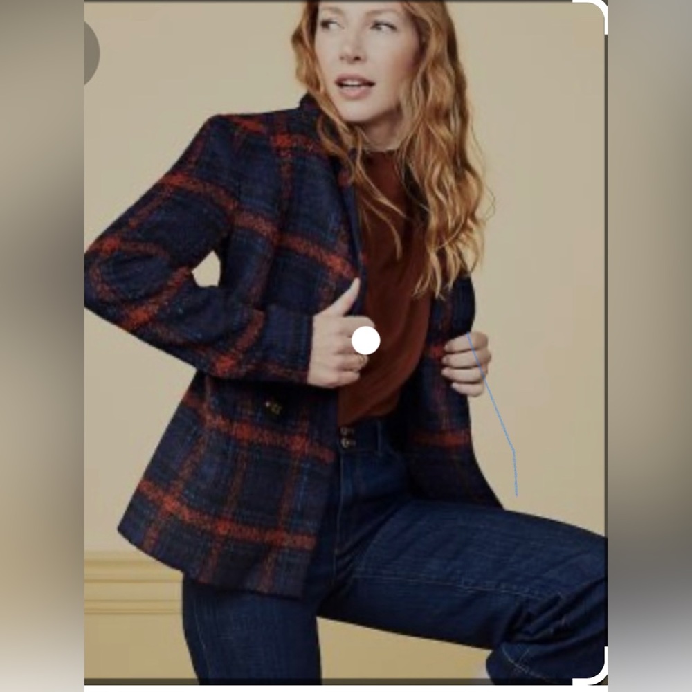 Cabi XS navy blue and orange peacoat.